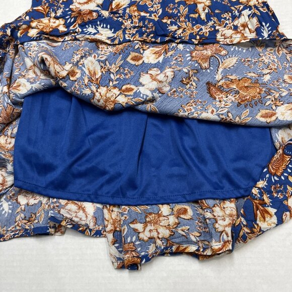 Japna Dress Womens XS Blue Floral Maxi Babydoll Tie Back Tiered Boho Hippie - Picture 7 of 11